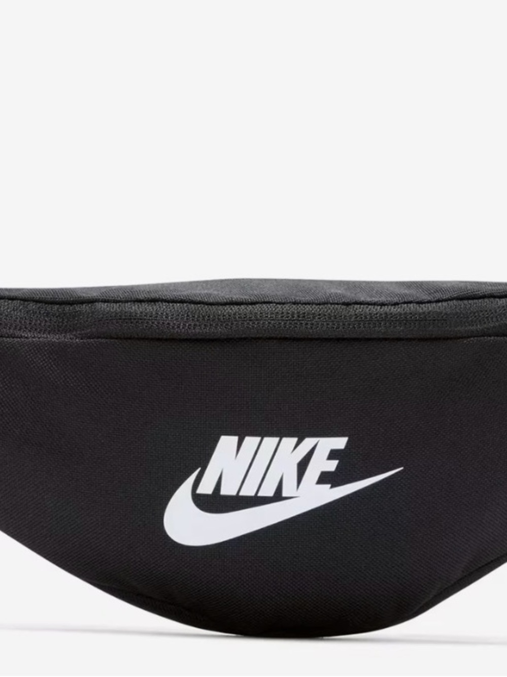 Nike Black Fanny Pack with White Swoosh Logo Heritage Belt Bag